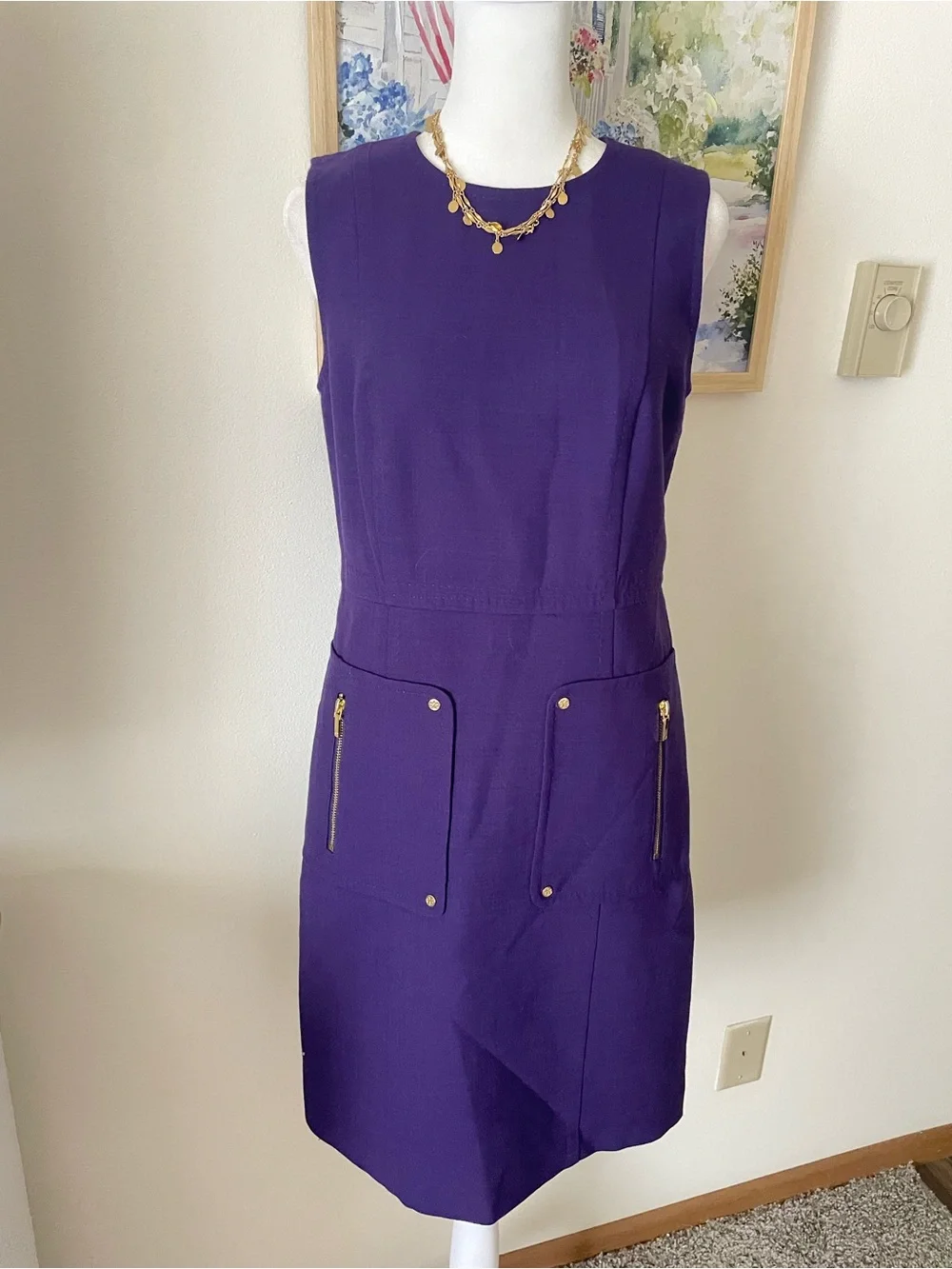 Tory Burch Petra Wool Blend Sheath Dress Purple Size US 2